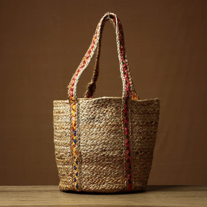 Affordable shoulder bags for students with plenty of storage and style -Beige - Handcrafted Multipurpose Jute Shoulder Bag