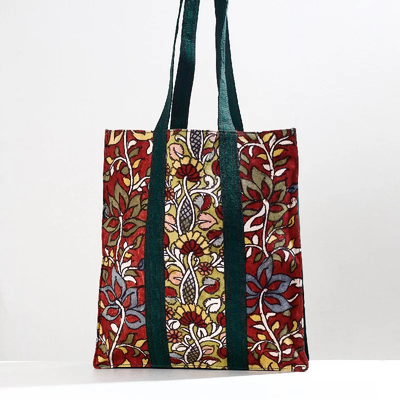 Shoulder bags with magnetic closures for easy access to your belongings -Red - Handpainted Kalamkari Natural Dyed Cotton Shoulder Bag