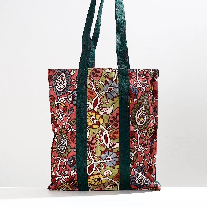 Shoulder bags with easy-to-clean fabric for busy women on the go -Pink - Handpainted Kalamkari Natural Dyed Cotton Shoulder Bag