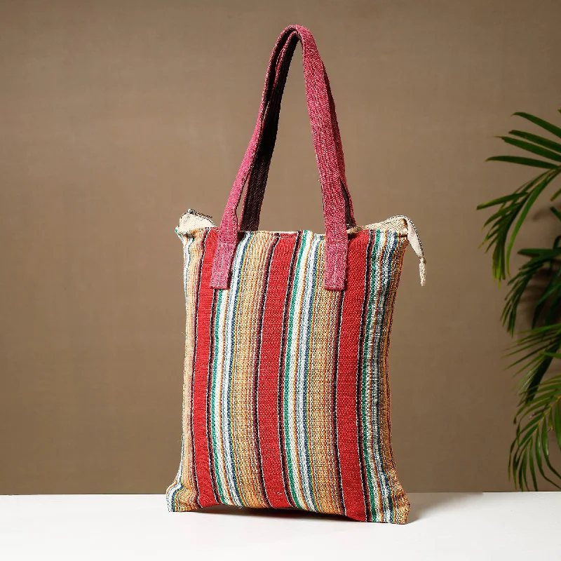 Shoulder bags with bold geometric patterns for a modern, artistic flair -Multicolor - Handcrafted Jute Cotton Shoulder Bag