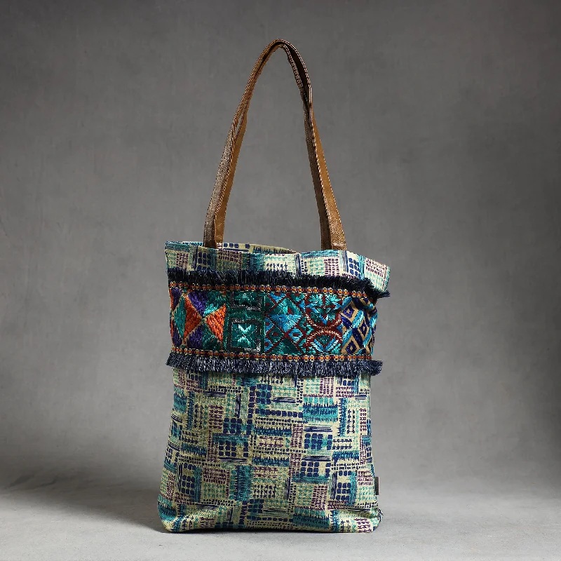 Casual shoulder bags for women with a sporty vibe and practical features -Multicolor - Phulkari Embroidery Canvas Cotton Tote Bag