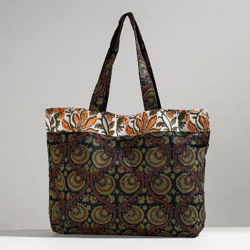 Shoulder bags for women with long straps for crossbody or shoulder use -Multicolor - Hand Block Printed Laminated Jute Shoulder Bag