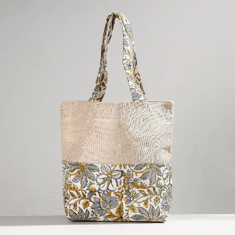 Shoulder bags with dual-purpose designs that convert to crossbody bags -Multicolor - Hand Block Printed Jute Shoulder Bag