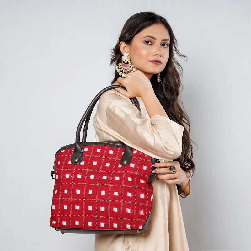 Luxury shoulder bags for women with high-quality craftsmanship and finishes -Red - Handcrafted Woven Ikat Cotton Shoulder Bag