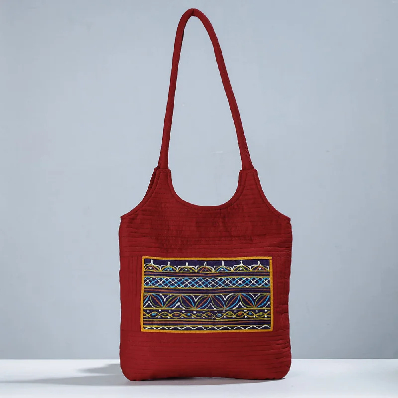 Luxury shoulder bags with exotic leather options for high-end appeal -Red - Traditional Rogan Hand Painted Mashru Shoulder Bag