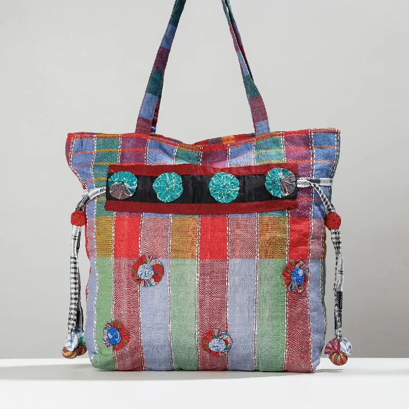 Shoulder bags for work with professional designs and multiple compartments -Multicolor - Gamcha Fabric Hand Embroidered Shoulder Bag