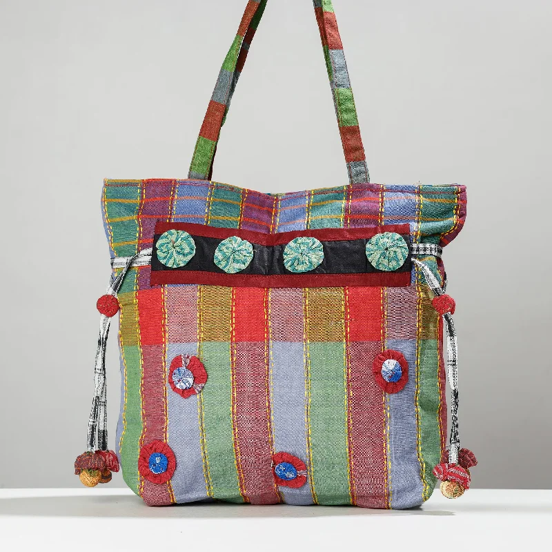 Classic shoulder bags for women with timeless leather craftsmanship -Multicolor - Gamcha Fabric Hand Embroidered Shoulder Bag