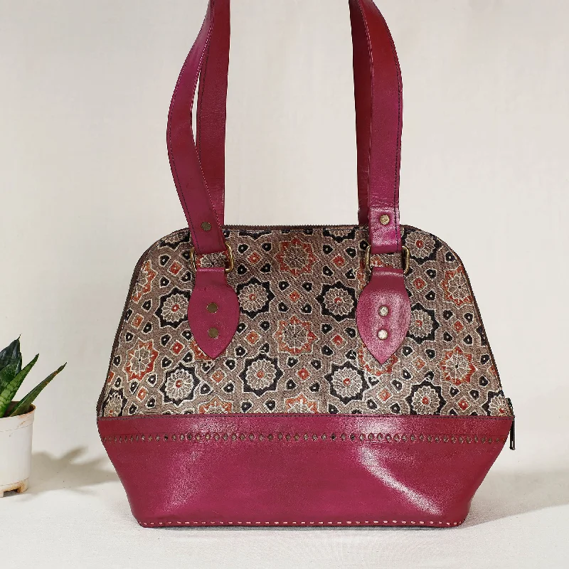 Soft suede shoulder bags with rich texture and timeless design -Brown - Handcrafted Mashru Silk Leather Shoulder Bag