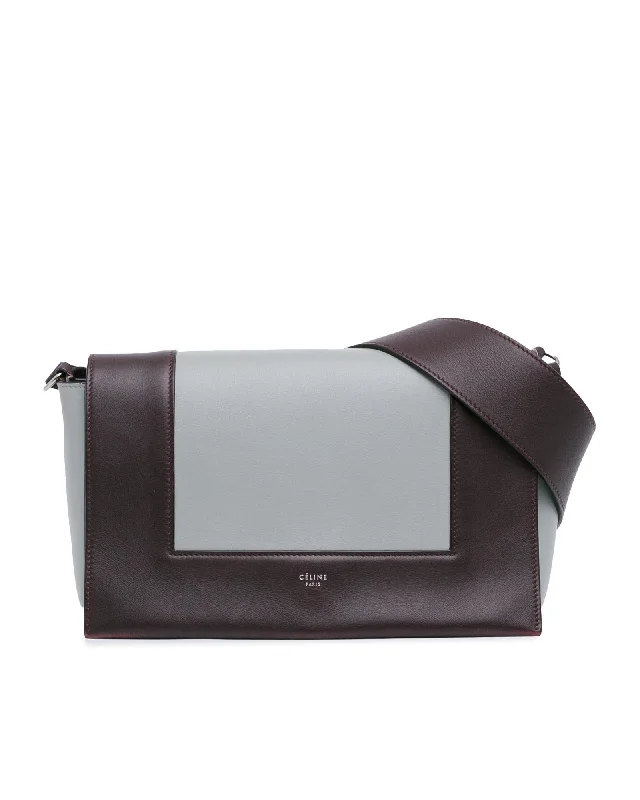 Vegan leather shoulder bags with cruelty-free materials for eco-conscious buyers -Leather Frame Shoulder Bag with Front Flap Closure