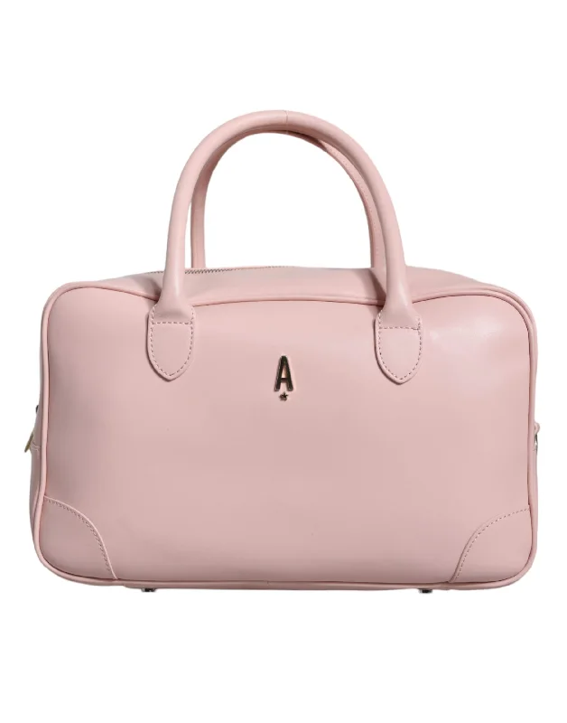 Pearl-Handle Tote Bags for Elegant Look-Aniye By Pink Leather Logo Top Handle Duffel Handbag Women Bag