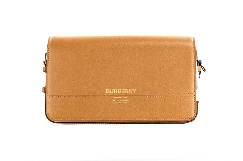 Handmade Tote Bags by Artisans-Burberry Grace Small Nutmeg Smooth Leather Flap Crossbody Clutch Handbag Purse