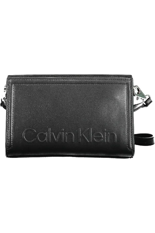 Magnetic Closure Tote Bags for Smooth Use-Calvin Klein Black Polyester Women Handbag