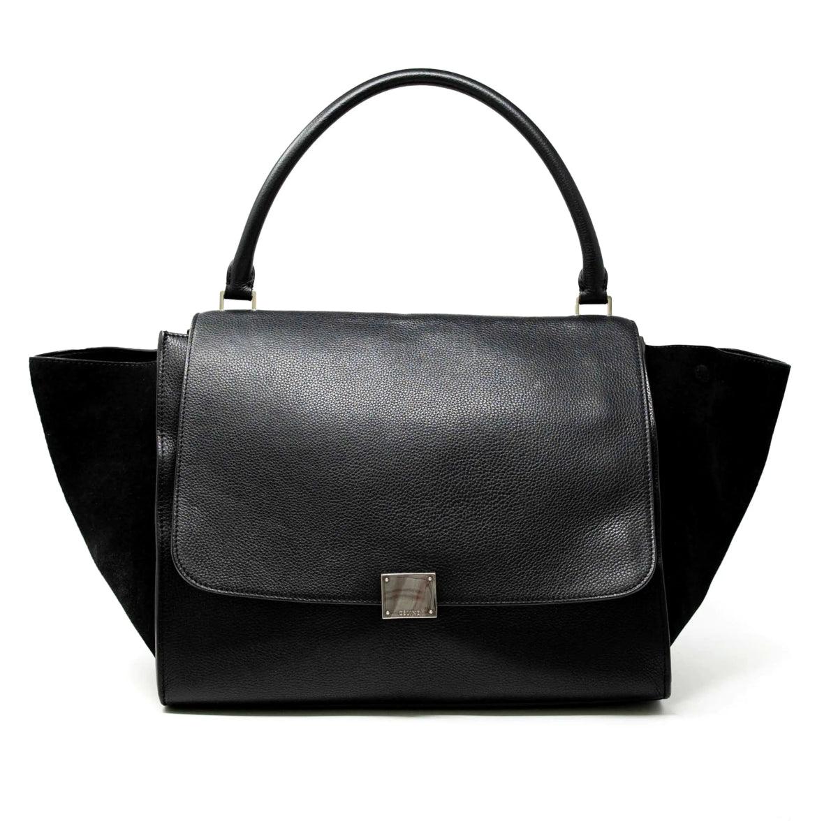 Single-Handle Tote Bags for Compact Carry-Celine Black Large Trapeze Bag