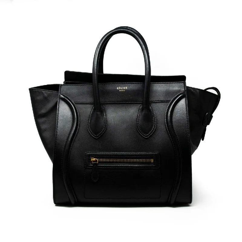 Recycled-Material Tote Bags for Eco-Friendly-Celine Black Mini Luggage Tote