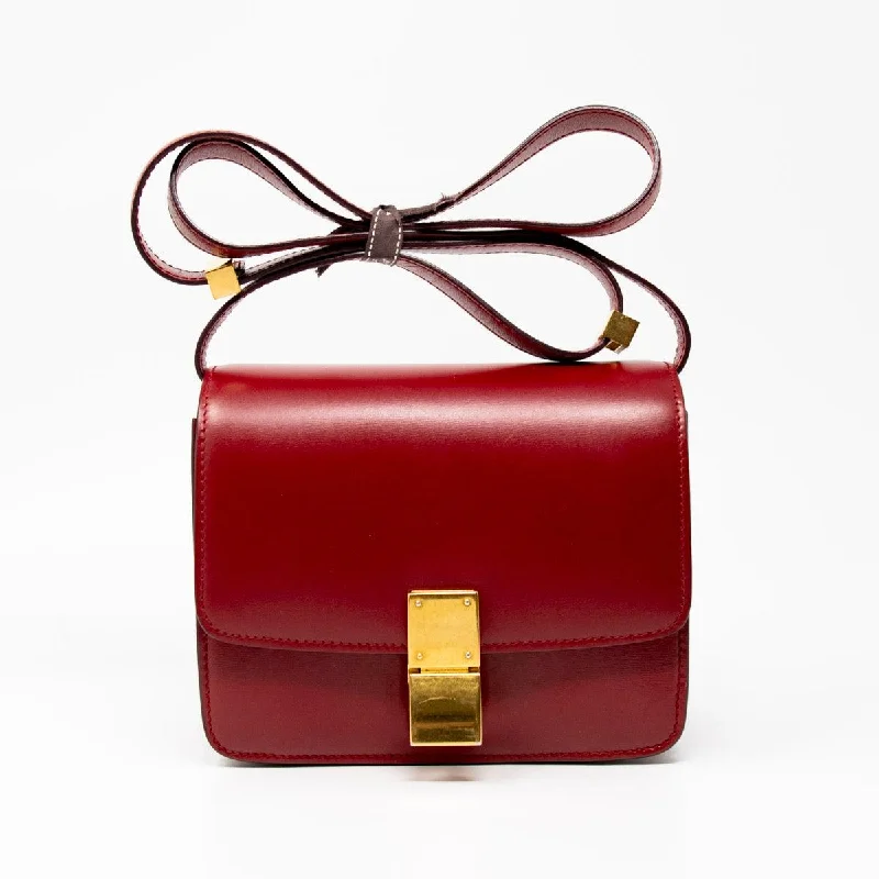 Exotic-Skin Tote Bags for Luxury Appeal-Celine Dark Red Small Box Bag