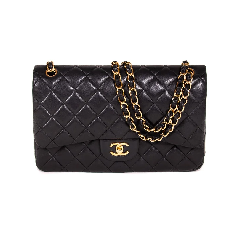 Chic shoulder bags with studded details for an edgy, rocker-inspired look -Chanel Classic Jumbo Double Flap Bag