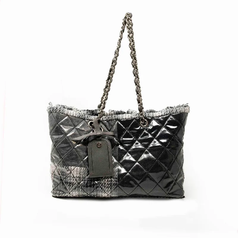 Vegan Tote Bags for Cruelty-Free Option-Chanel Grey Patchwork Funny Tote