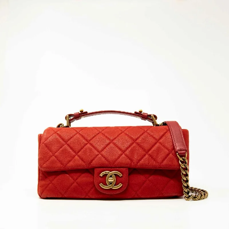 Printed Tote Bags with Fashion Prints-Chanel Red Easy Carry Flap