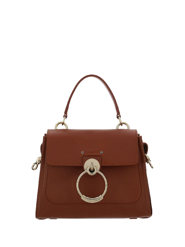 Floral Tote Bags for Feminine Touch-Chloé Elegant Sepia Brown Calfskin Shoulder Handbag