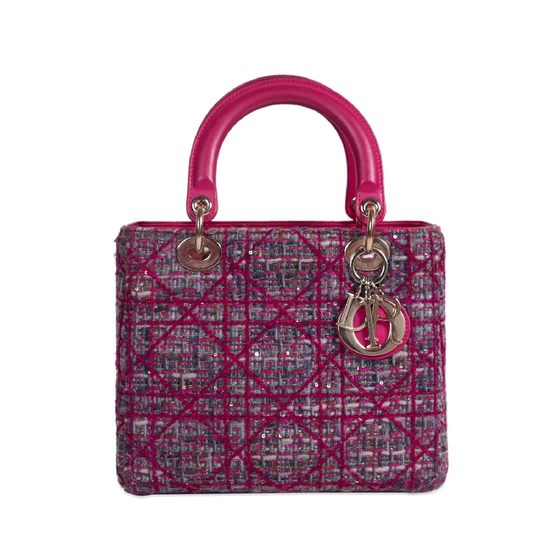 Spacious shoulder bags for travel with plenty of room for essentials -Christian Dior Limited Edition Tweed Lady Dior