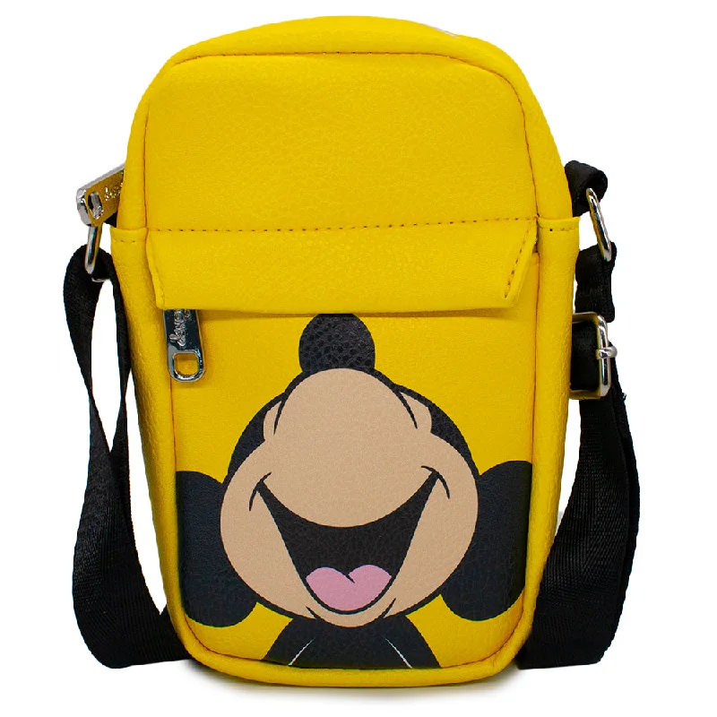 Patent-Leather Tote Bags for Shiny Finish-Crossbody Wallet - Mickey Mouse Smiling Up Pose Yellow