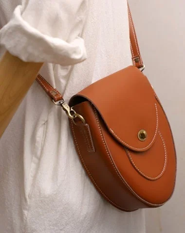 Shoulder bags with adjustable handles for comfortable wear and style flexibility -Cute Brown LEATHER Saddle Side Bag WOMEN SHOULDER BAG Crossbody Saddle Purse FOR WOMEN