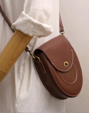 Shoulder bags for everyday wear with comfortable and durable straps -Cute Coffee LEATHER Saddle Side Bag WOMEN SHOULDER BAG Crossbody Saddle Purse FOR WOMEN