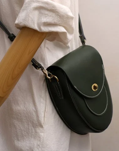 Small shoulder bags with minimal designs for an effortlessly cool style -Cute Green LEATHER Saddle Side Bag WOMEN SHOULDER BAG Crossbody Saddle Purse FOR WOMEN