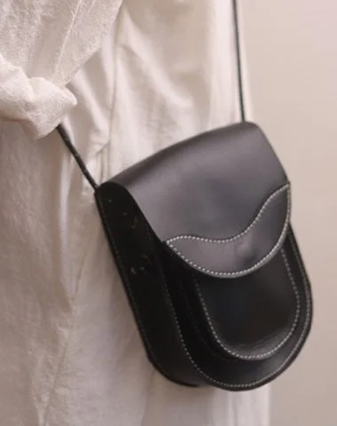 Minimalist shoulder bags with clean lines for a modern, sophisticated look -Cute LEATHER Saddle Side Bag WOMEN Black SHOULDER BAG Small Crossbody Purse FOR WOMEN