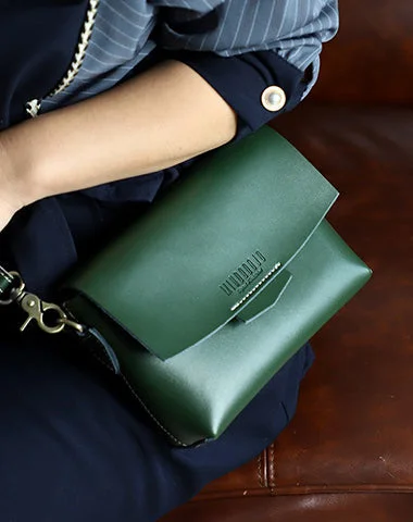 Vintage-inspired shoulder bags for women with retro designs and patterns -Cute LEATHER Small Side Bag Green WOMEN SHOULDER BAG Small Handmade Crossbody Purse FOR WOMEN