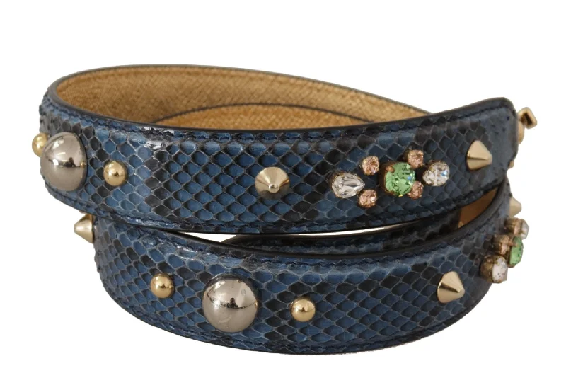 Foldable Tote Bags for Space-Saving-Dolce & Gabbana Elegant Leather Shoulder Bag Strap in Blue