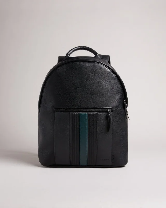 Backpack for Canoeists-Esentle Striped Pu Backpack Black