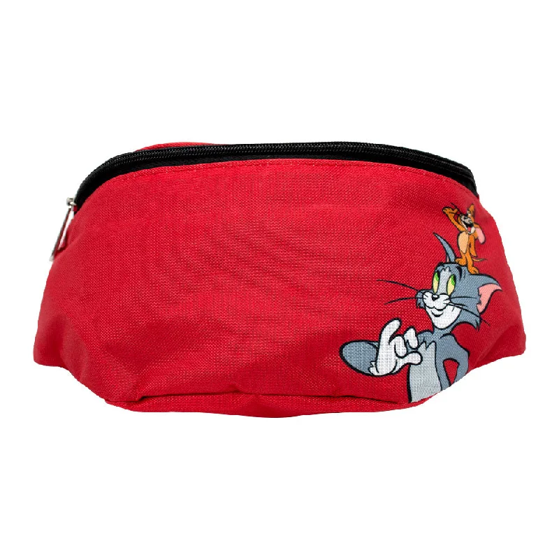 Gold-Handle Tote Bags for Opulent Look-Fanny Pack - Tom and Jerry Smiling Pose Red