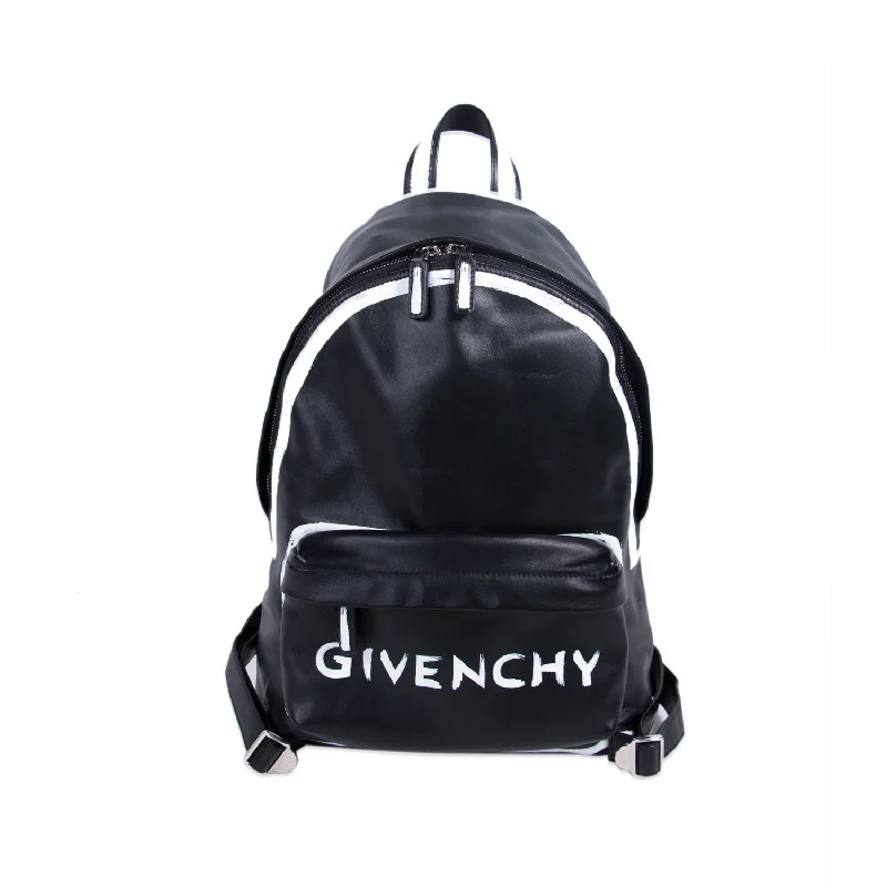 Vintage-inspired shoulder bags for women with retro designs and patterns -Givenchy Graffiti Logo Leather Backpack