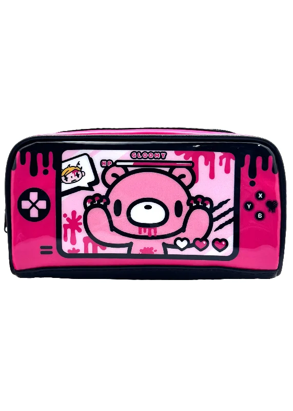 Detachable-Handle Tote Bags for Flexible Use-Gloomy Bear Game Console Cosmetic Bag