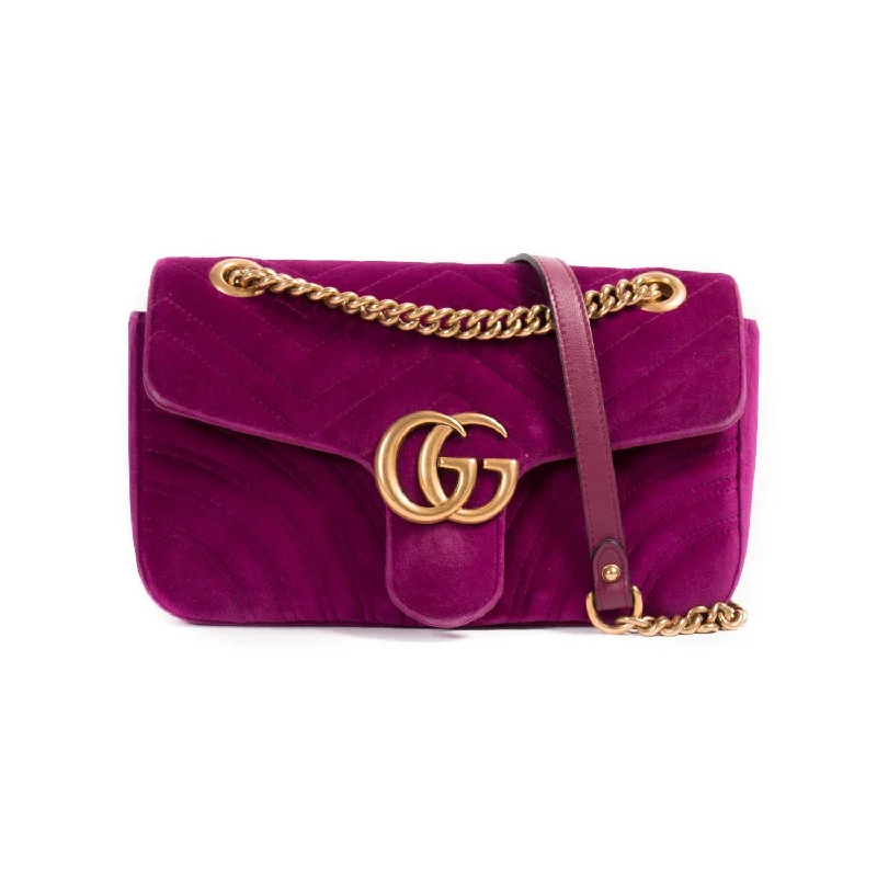 Shoulder bags with reversible designs for versatile fashion choices -Gucci GG Marmont Small Velvet Metalassé Bag