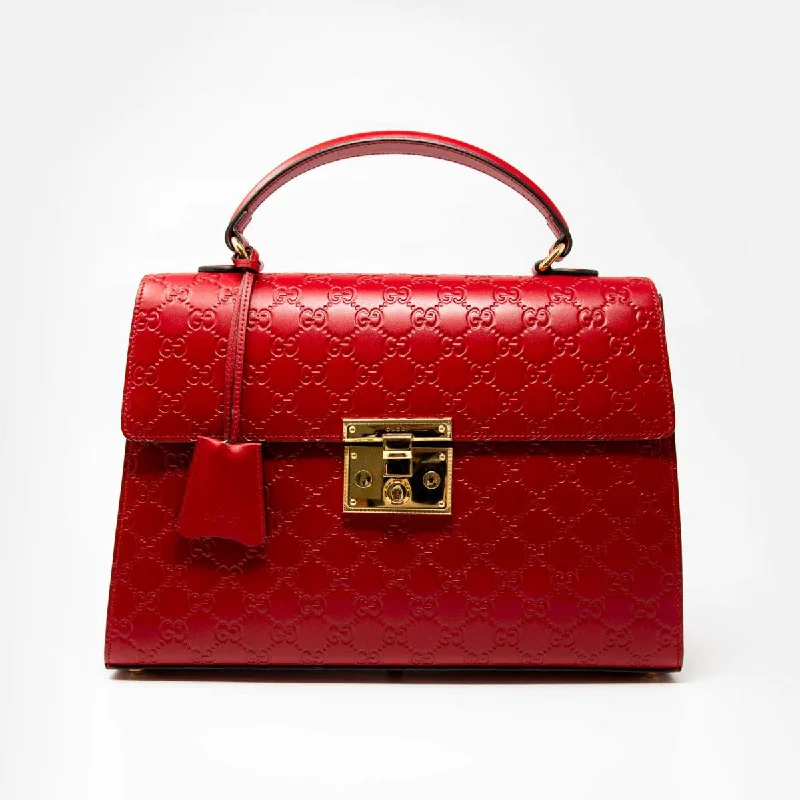 Open-Top Tote Bags for Easy Access-Gucci Red Guccissima Top Handle Bag