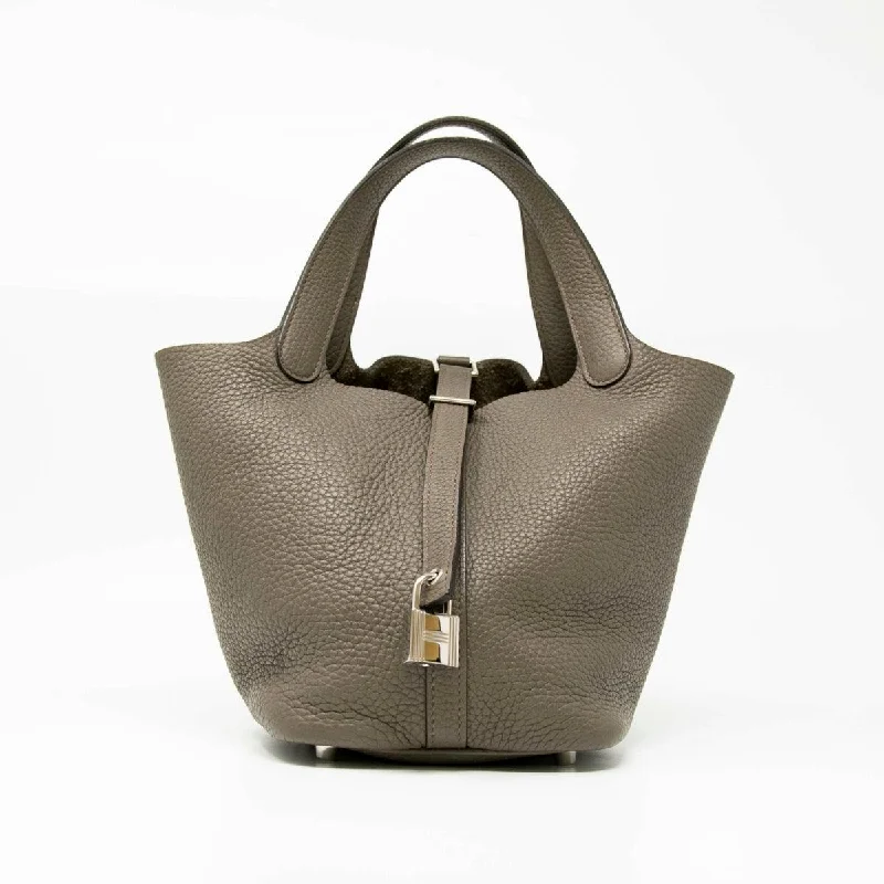 Zip-Top Tote Bags for Secure Storage-Hermes Etain Clemence Picotin 18