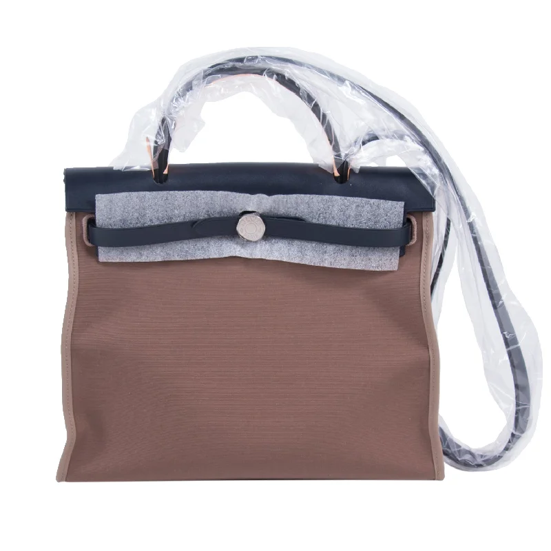 Vegan leather shoulder bags with cruelty-free materials for eco-conscious buyers -Hermès Herbag Zip 31 Etoupe