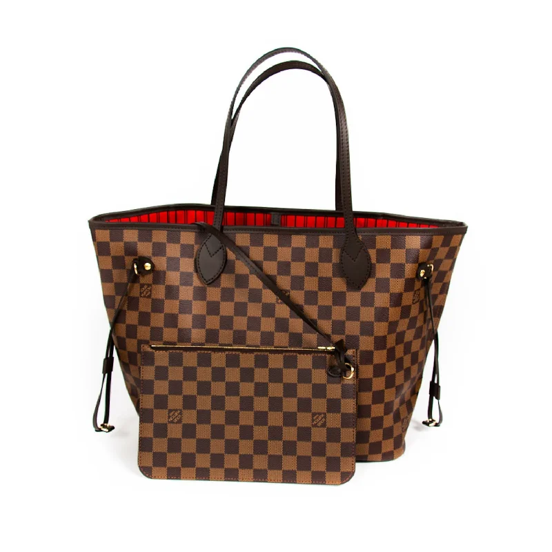 Travel shoulder bags for women with padded straps and multiple compartments -Louis Vuitton Damier Ebene Neverfull MM