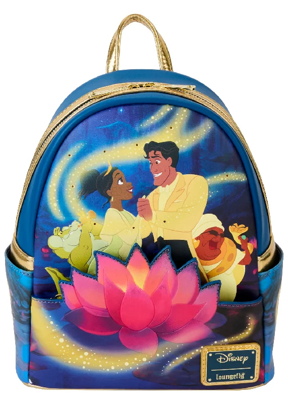 Zip-Top Tote Bags for Secure Storage-Disney The Princess And The Frog 15th Anniversary Tiana & Naveen Glow Mini Backpack