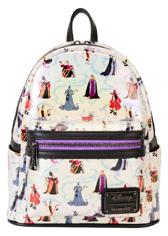 Vintage Tote Bags with Retro Charm-Disney Villains Iridescent All-Over Print Mini Backpack