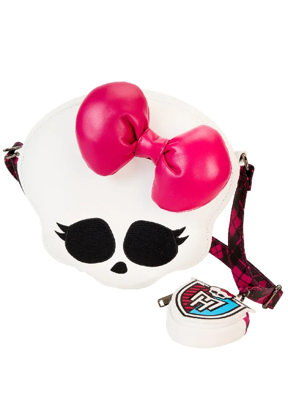 Zip-Top Tote Bags for Secure Storage-Mattel Monster High Skullette Figural Crossbody Bag