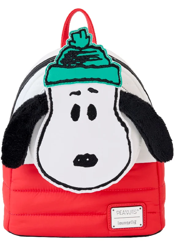 School Tote Bags with Pencil Case-Peanuts Snoopy Snow Day Mini Backpack