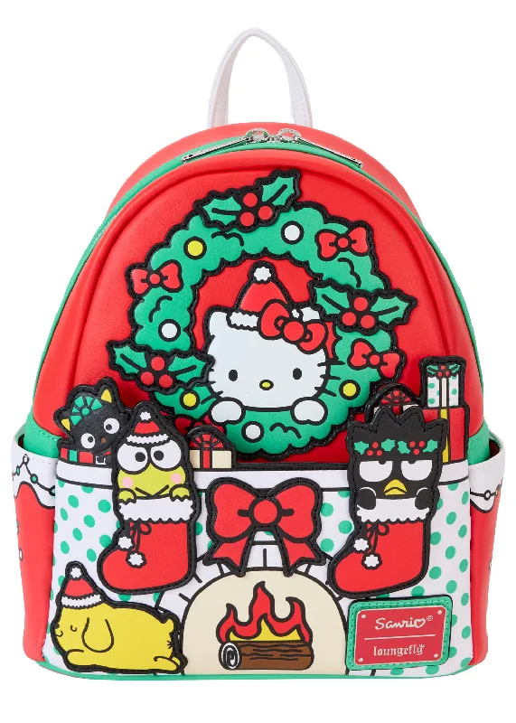 Windproof Tote Bags for Outdoor Use-Sanrio Hello Kitty & Friends Holiday Fire Place Mini Backpack