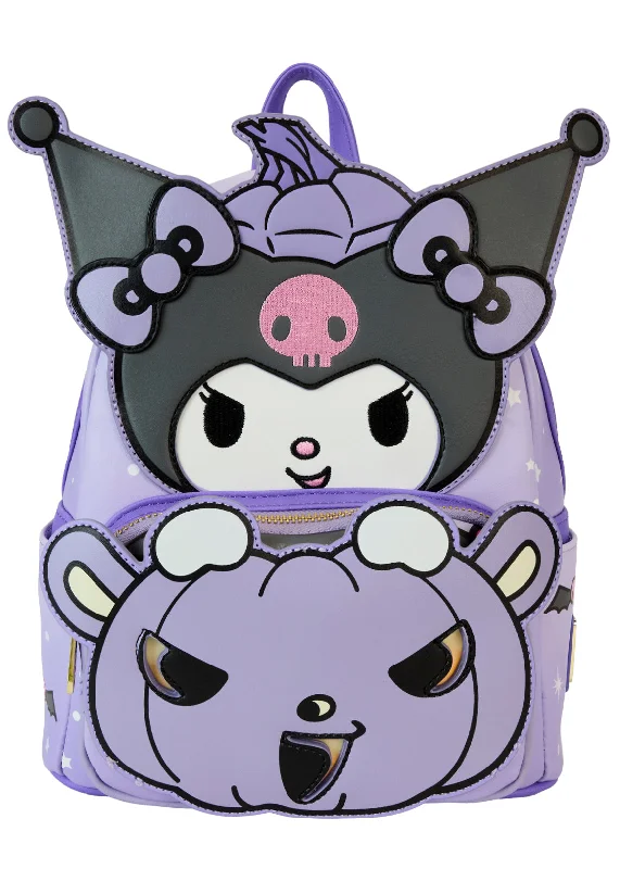 Hypoallergenic Tote Bags for Sensitive Skin-Sanrio Kuromi Pumpkin Mini Backpack