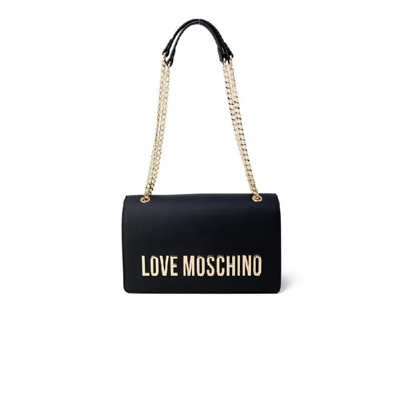 Waterproof Tote Bags for Beach Trips-Love Moschino Black Polyethylene Handbag