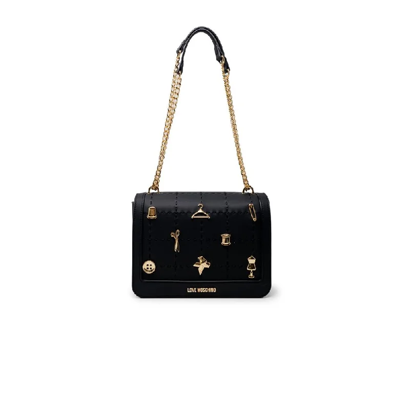 Tote Bags for Commuting-Love Moschino Black Polyethylene Handbag