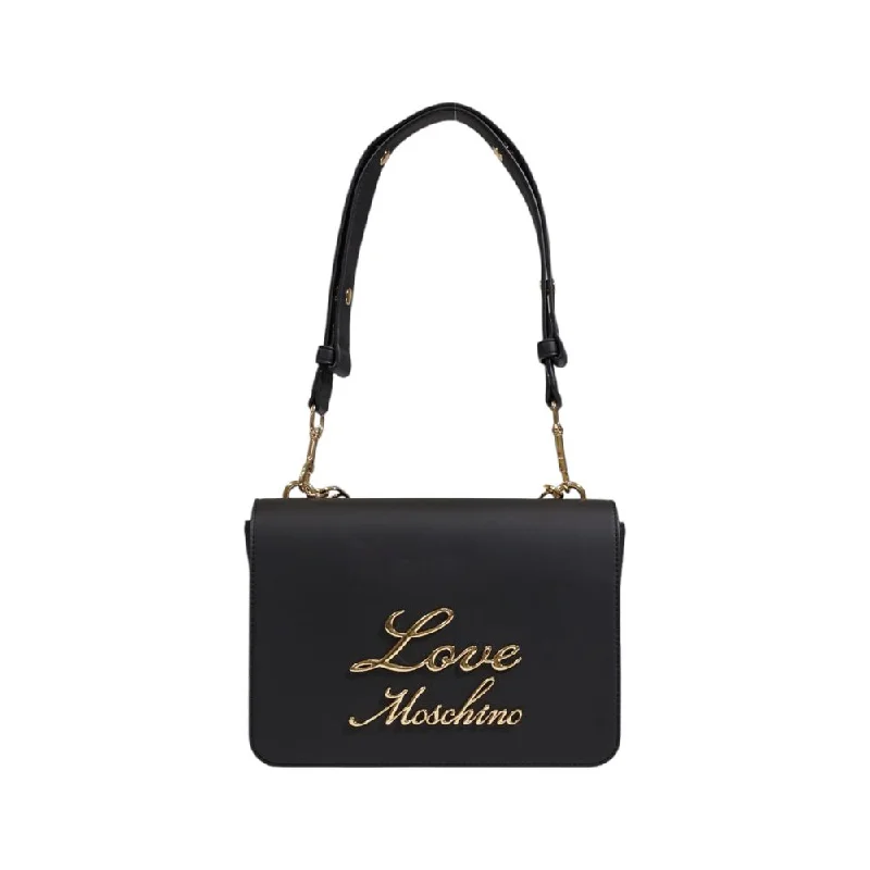 Shoulder Tote Bags for Hands-Free-Love Moschino Black Polyethylene Handbag