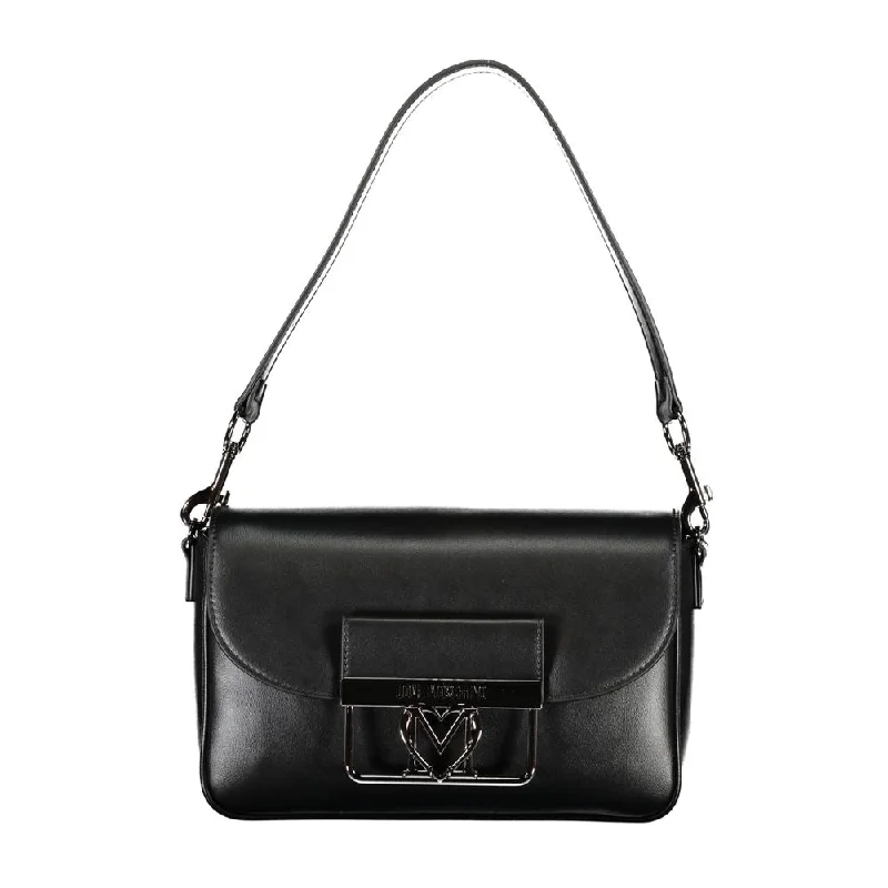 Padded-Handle Tote Bags for Comfortable-Love Moschino Black Polyethylene Handbag